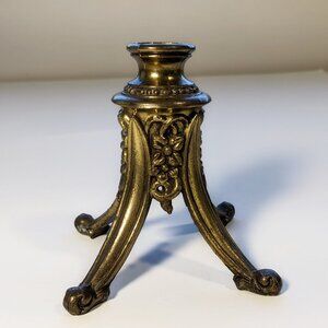 Lamp Part Footed Base Cast Metal Victorian Style Ornate Floral Golden Vintage